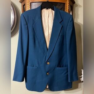 Vintage Christian Dior Blue 2 Gold Tone Button Sport Coat Blazer Jacket